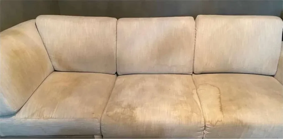 Upholstery cleaning of a fabric sofa